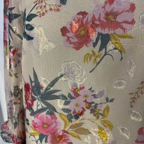 LOFT Floral Shimmer Blouse. Size Small - Picture 7 of 13